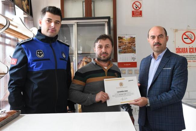Terme’de örnek fırınlara teşekkür belgesi