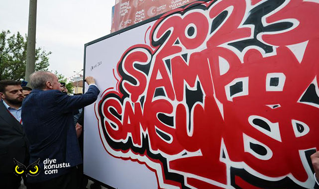 Erdoğan’ın Samsun’da imzaladığı grafiti çalışması il başkanlığında sergilenecek