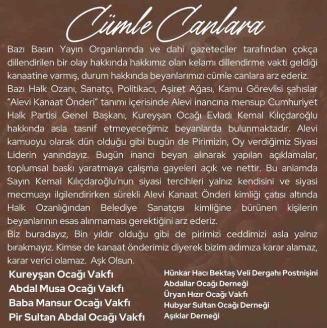 Alevilerden destek karmaşası… Kafaları karıştıran açıklama!