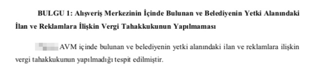 AKP’li belediye o AVM’den reklam parası almamış… Zarar rapora yansıdı…