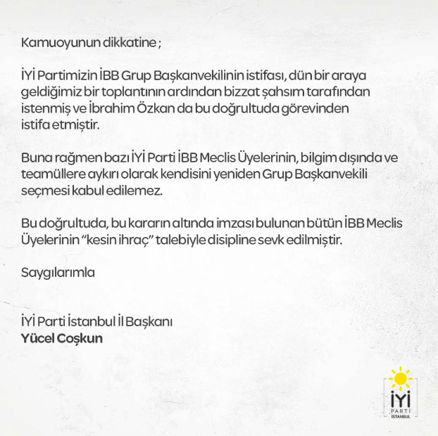 İYİ Parti tüm üyelerini disipline sevk eti