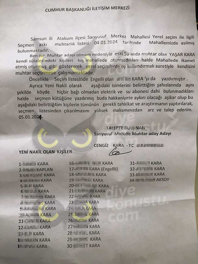 Muhtardan nakil hilesi… 9 hanelik köydeki seçmen sayısını 125’e çıkartmış…