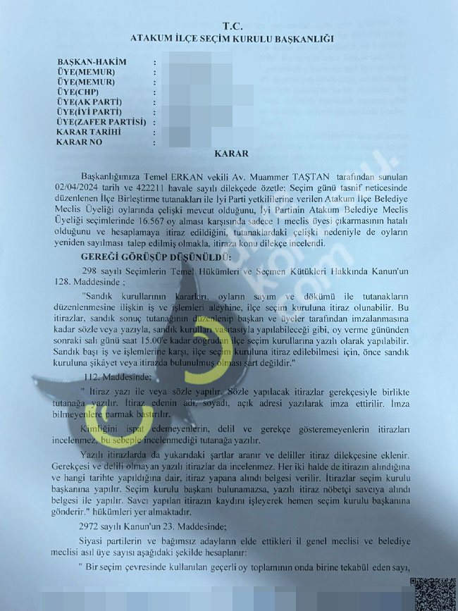AKP ve İP’in Atakum’da seçim itirazına ret kararı… CHP’li Türkel, ikisinin toplamından fazla oy almıştı…