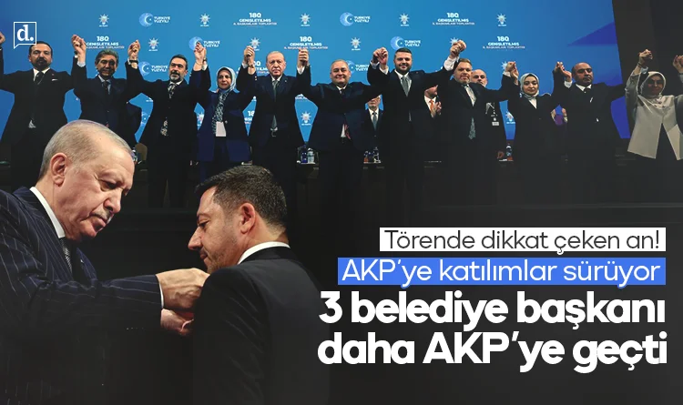 AKP'ye katılımlar sürüyor: Erdoğan 3 belediye başkana daha rozet taktı