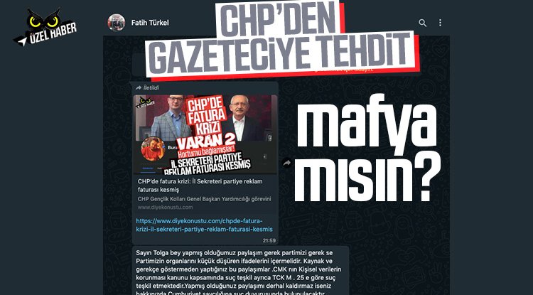 CHP’nin il başkanından gazeteciye tehdit: Partideki taciz ve olumsuzlukları gündeme getirdi