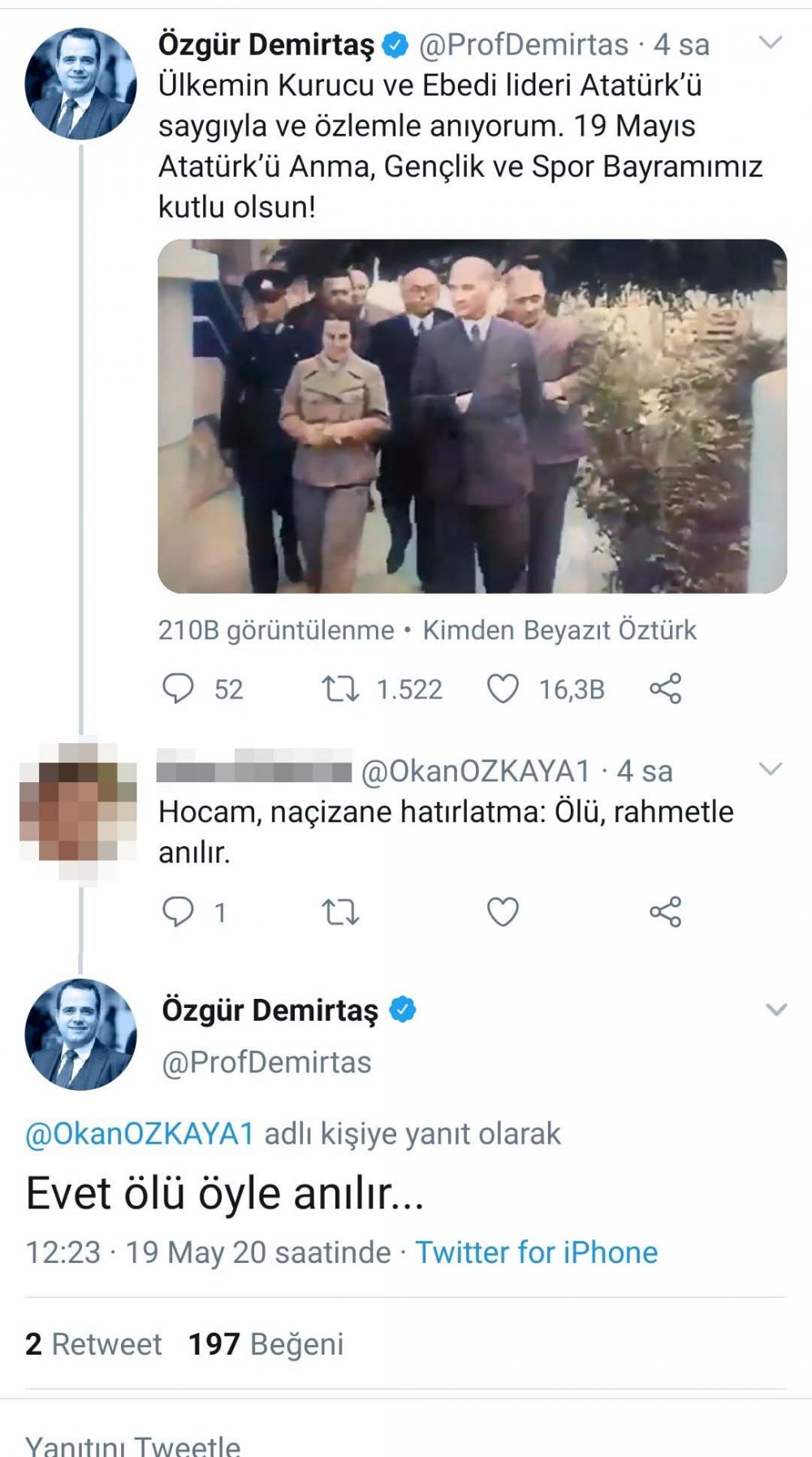 Profesörden kapak cevap: Evet ölü öyle anılır….