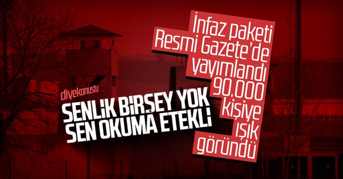 Cezaevlerinden yaklaşık 90 bin kişiye tahliye yolu açıldı
