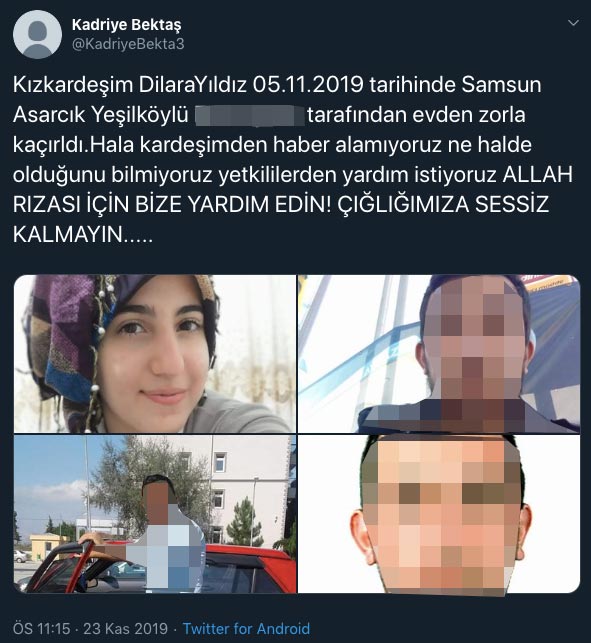 ‘Kız kardeşim kaçırıldı, Allah rızası için yardım edin’