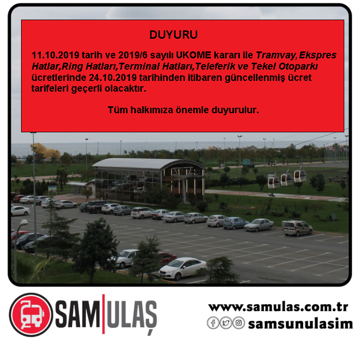 Samsun’da toplu ulaşıma zam