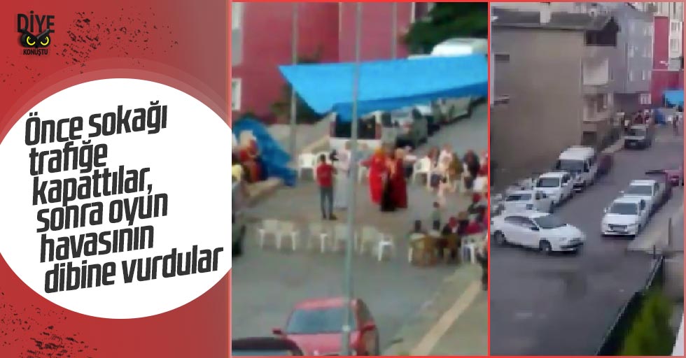 Düğün alayı sokağı trafiğe kapattı
