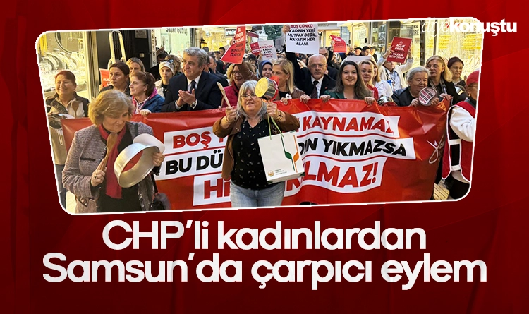 Samsun’da CHP’li kadınlardan çarpıcı eylem: Boş tencereni al sen de gel