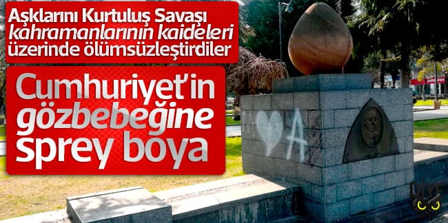 Samsun'da cumhuriyetin gözbebeğine sprey boya