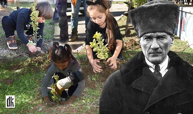 Minikler Atatürk’ü fidan dikerek andı
