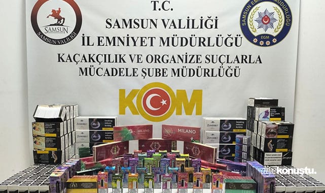 Samsun'da kaçak operasyonu: Tütün, elektronik sigara ve makaron...