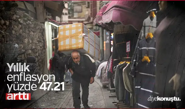 Yıllık enflasyon yüzde 47.21 arttı