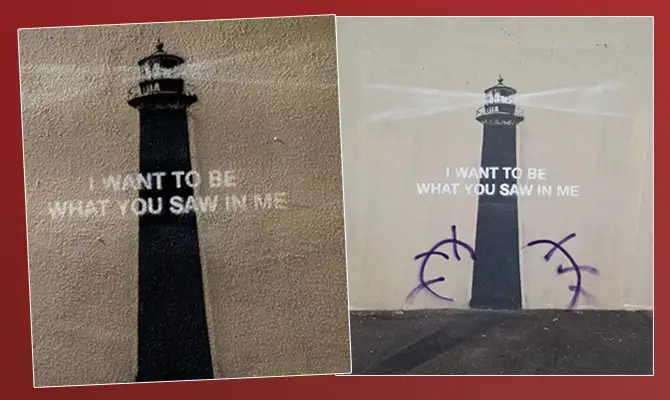 Banksy’nin Deniz Feneri’ne saldırı: Mor testis eklendi