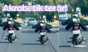 Akrobatik terör! Motosikletli sürücü ölümle yarıştı