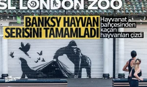 Banksy’den anlamlı final: Hayvanat bahçesinden kaçan hayvanları çizdi