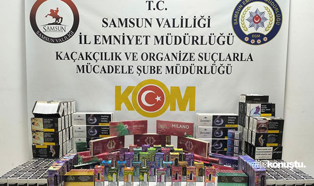 Samsun’da kaçak operasyonu: Tütün, elektronik sigara ve makaron…