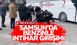 Samsun Cumhuriyet Meydanı’nda kendini ateş veriyordu! Emniyet güçleri intiharı önledi…