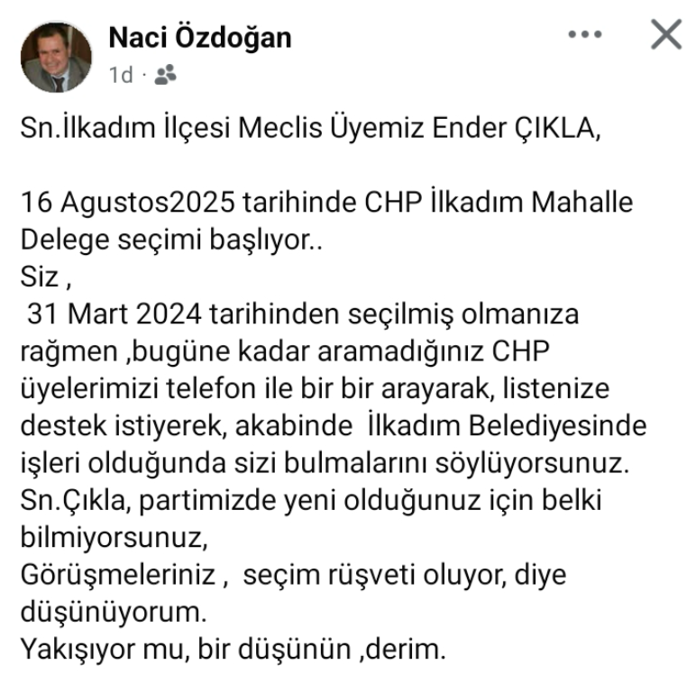 CHP İlkadım'da panik: Aile boyu kadrolaşmadan, delege kumpasına 4 naci ozdogan ender cikla SS