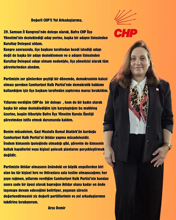 CHP Samsunda cadi avi mi basladi Karsi adayi destekleyen kadin yoneticiyi istifa ettirdiler 2