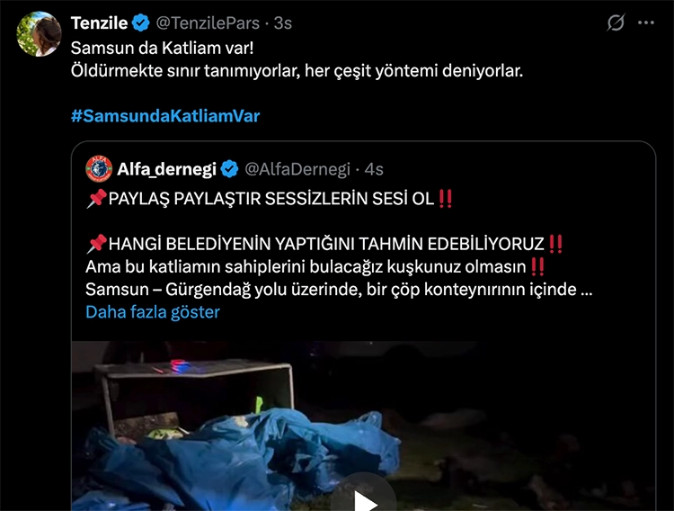 Hayvanseverler tepkili: X'te #SamsundaKatliamVar etiketi açıldı 3 Hayvanseverler tepkili Xte SamsundaKatliamVar etiketi acildi 7