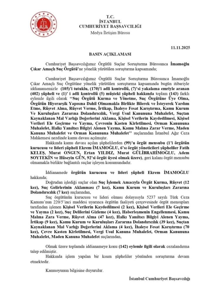 İddianame tamamlandı: İmamoğlu için 2.352 yıl hapis cezası istendi 3 Iddianame tamamlandi Imamoglu icin 2.352 yil hapis cezasi istendi 1