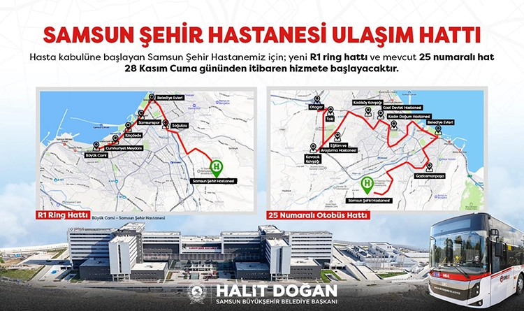 Iste gidecek hatlar Samsun Sehir Hastanesine toplu tasima donemi basliyor 3