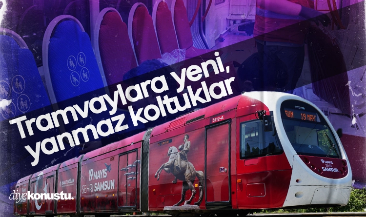 Samsun’da tramvay koltukları yenilendi: Yanmaz malzeme kullanıldı 1 Samsunda tramvay koltuklari yenilendi
