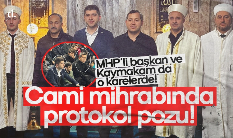 Samsun'da cami mihrabında protokol pozu! MHP'li başkan ve kaymakam da o karede