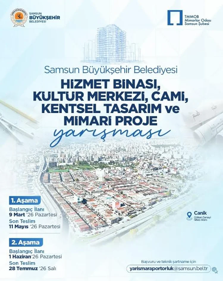 Samsun’da belediye binası, kültür merkezi ve cami için proje yarışması
