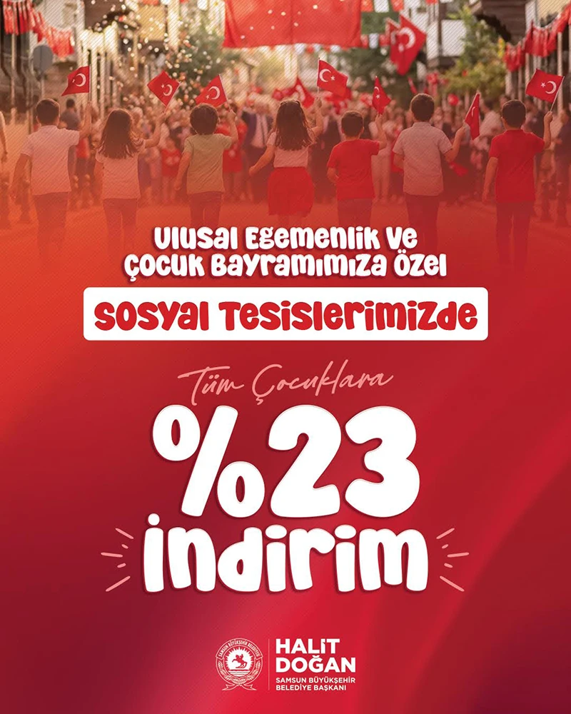 Samsun'da 23 Nisan’da ulaşım ücretsiz ve çocuklara yüzde 23 indirim