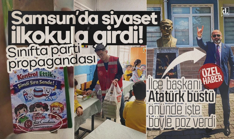 Samsun’da siyaset ilkokula girdi! Sınıfta parti propagandası